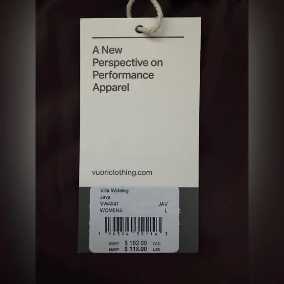 Vuori Villa Wideleg Pant Java Sz Large VW4047 NWT - Picture 5 of 6
